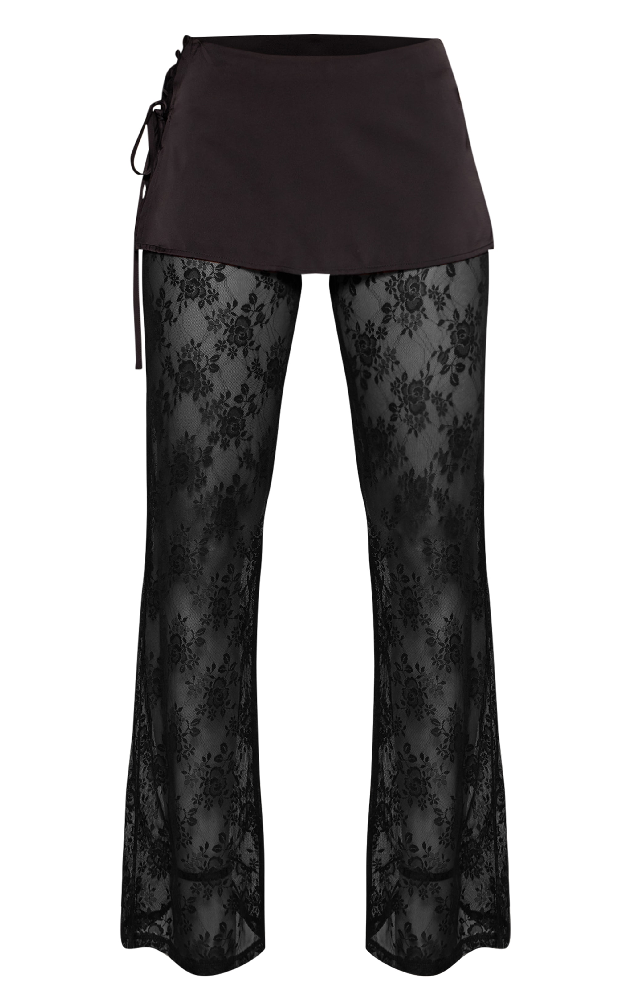 Black Satin Overlay Lace Pants image 5