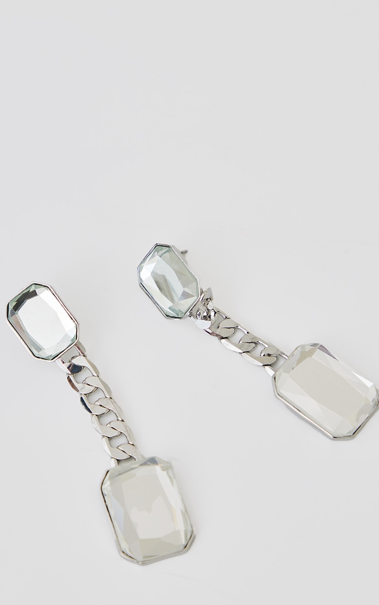 Silver Jeweled Link Drop Statement Earrings image 3