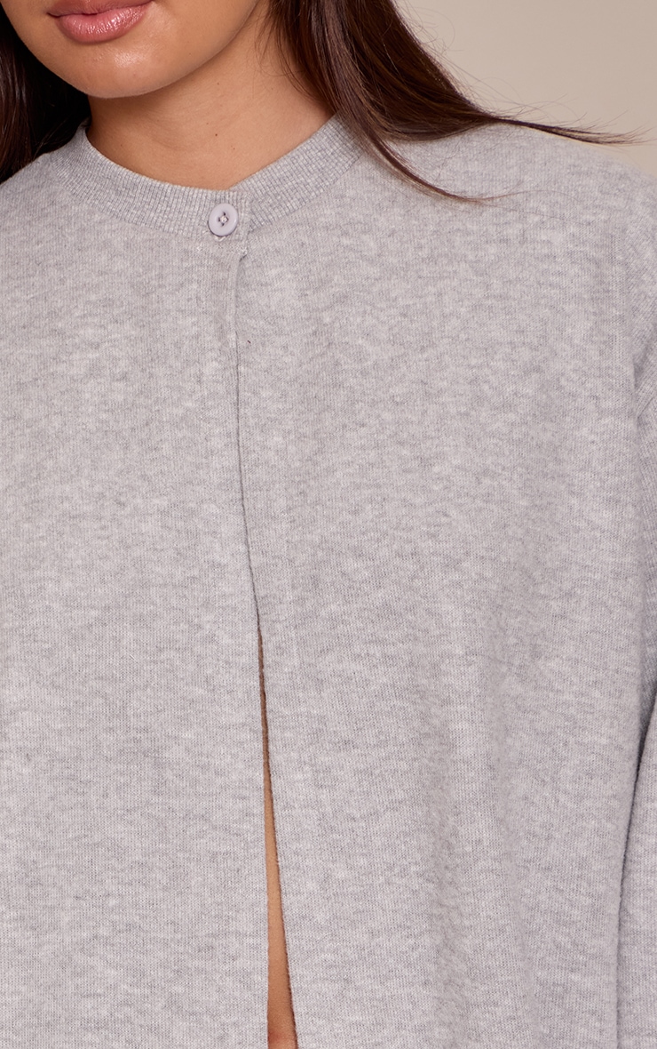 Grey Super Soft Split Front Boxy Cardigan image 4