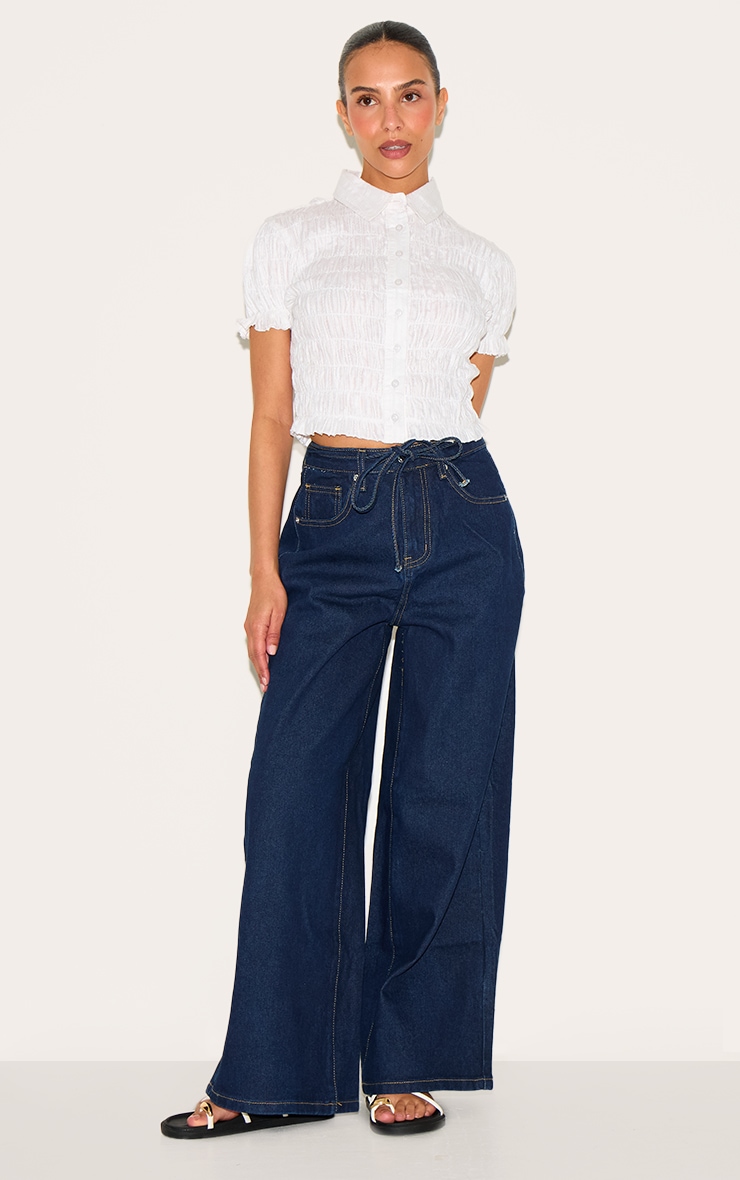 Petite Jean large indigo foncé à taille nouée ajustable image 2
