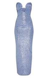 Baby Blue Metallic Wire Detail Bandeau Maxi Dress 5