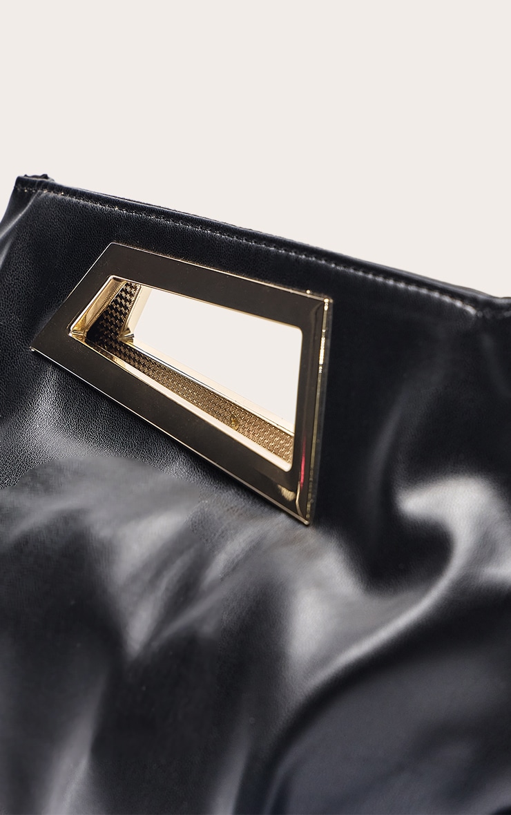 Black PU Gold Hardware Clutch Bag image 5