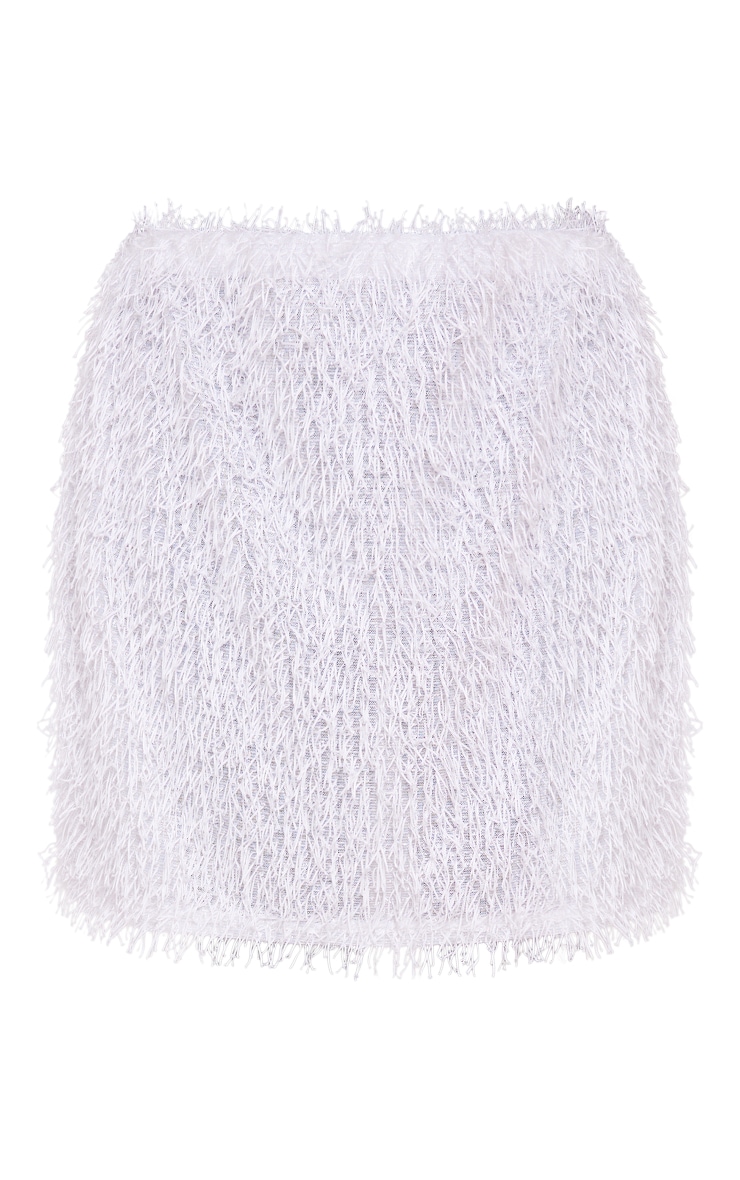 Plus White Fluffy Glitter Mini Skirt image 6