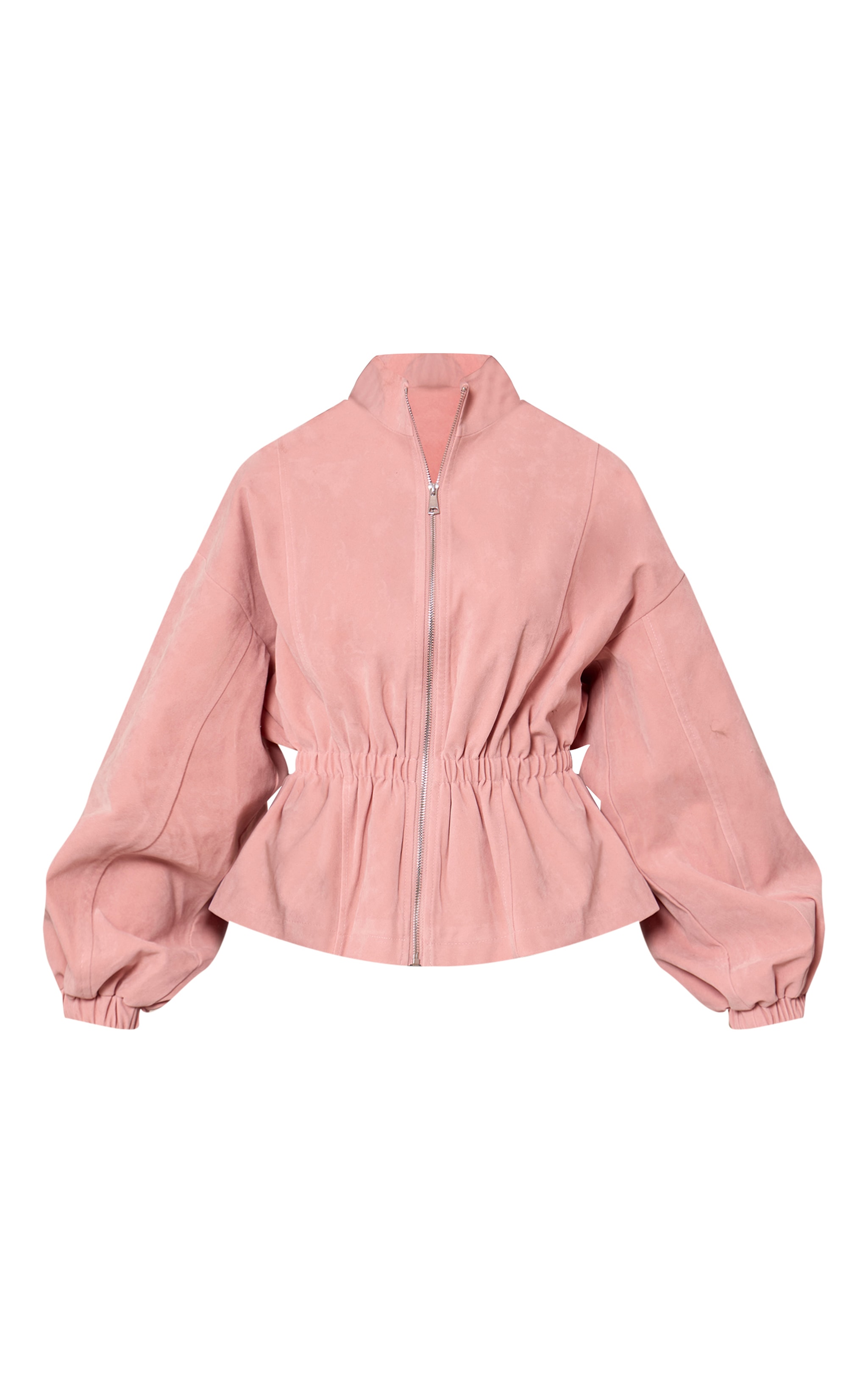 Pink Cinched Waist Suede Jacket image 5