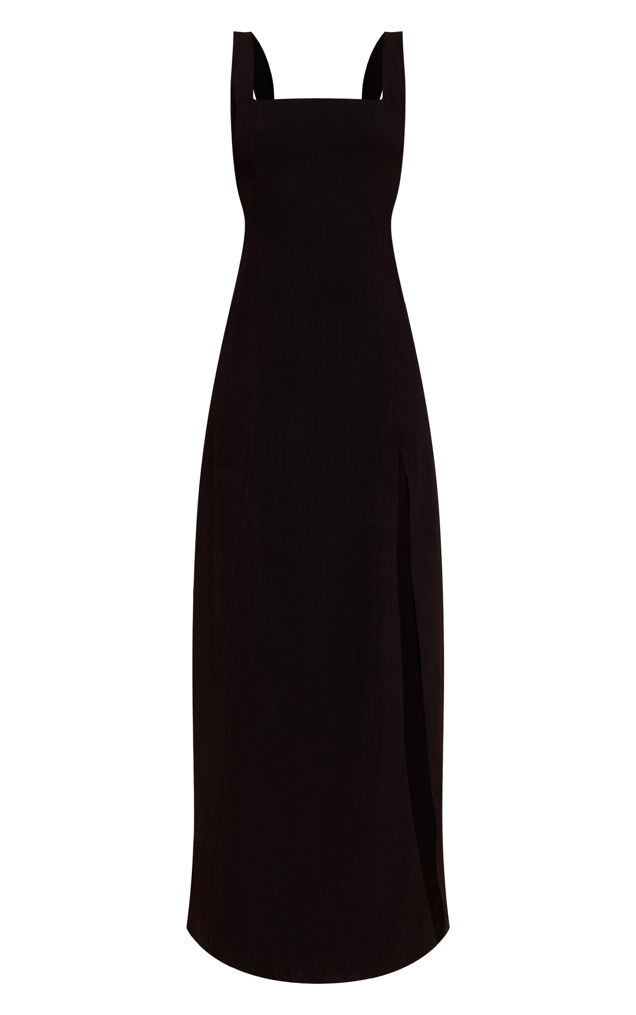Black Woven Scoop Neck Midaxi Dress image 5