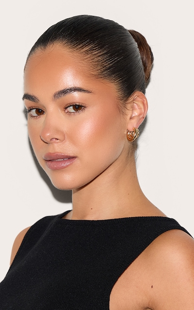 Gold Triple Tube Hoop Earrings