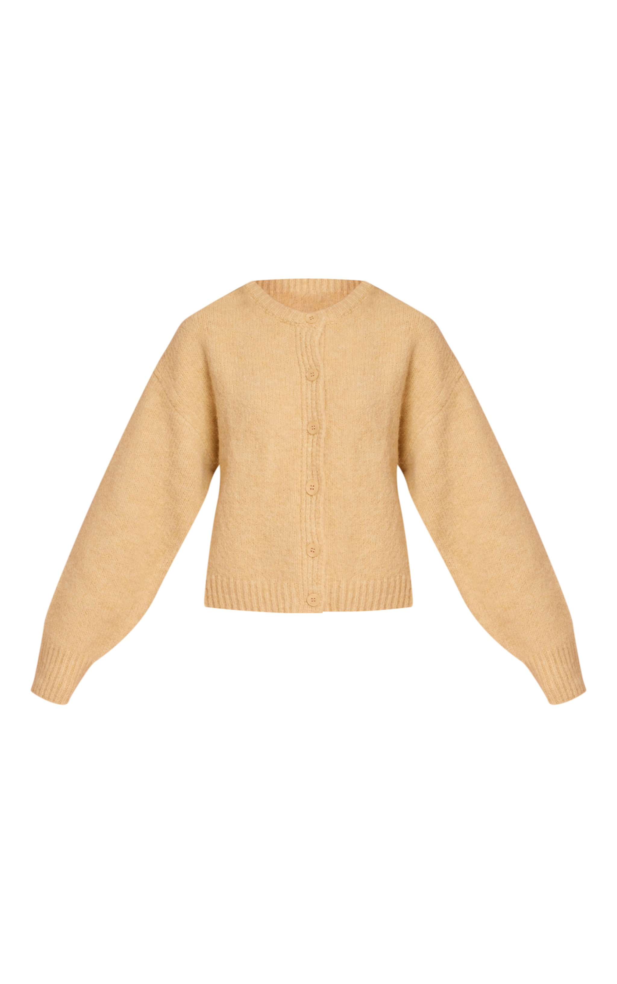 Cardigan oversize brossé crème au beurre à col rond image 5