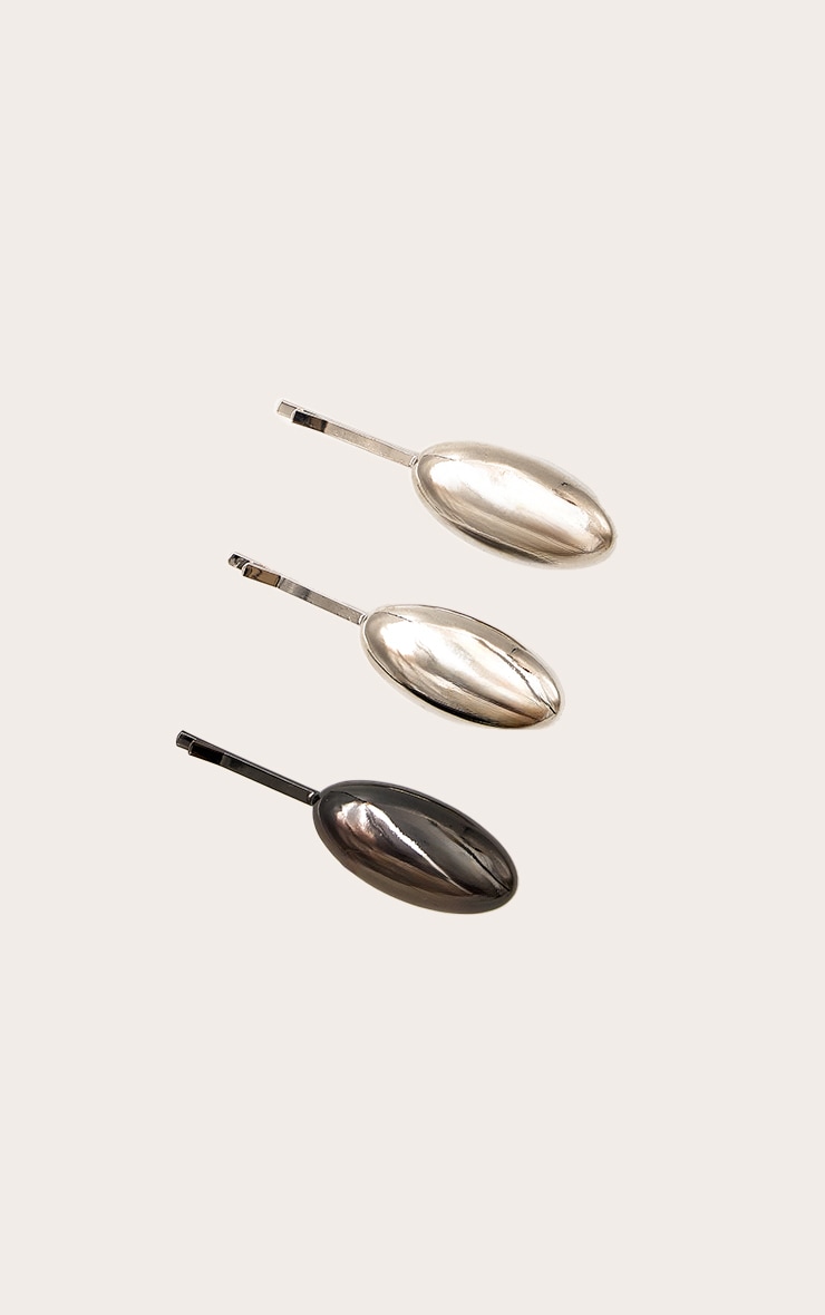 Silver Pebble Hair Slides image 3