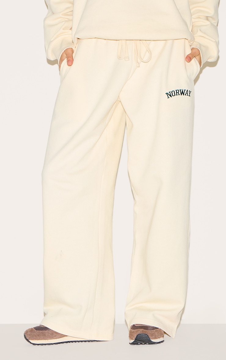 Cream Premium Norway Wide Leg Track Pants image 2