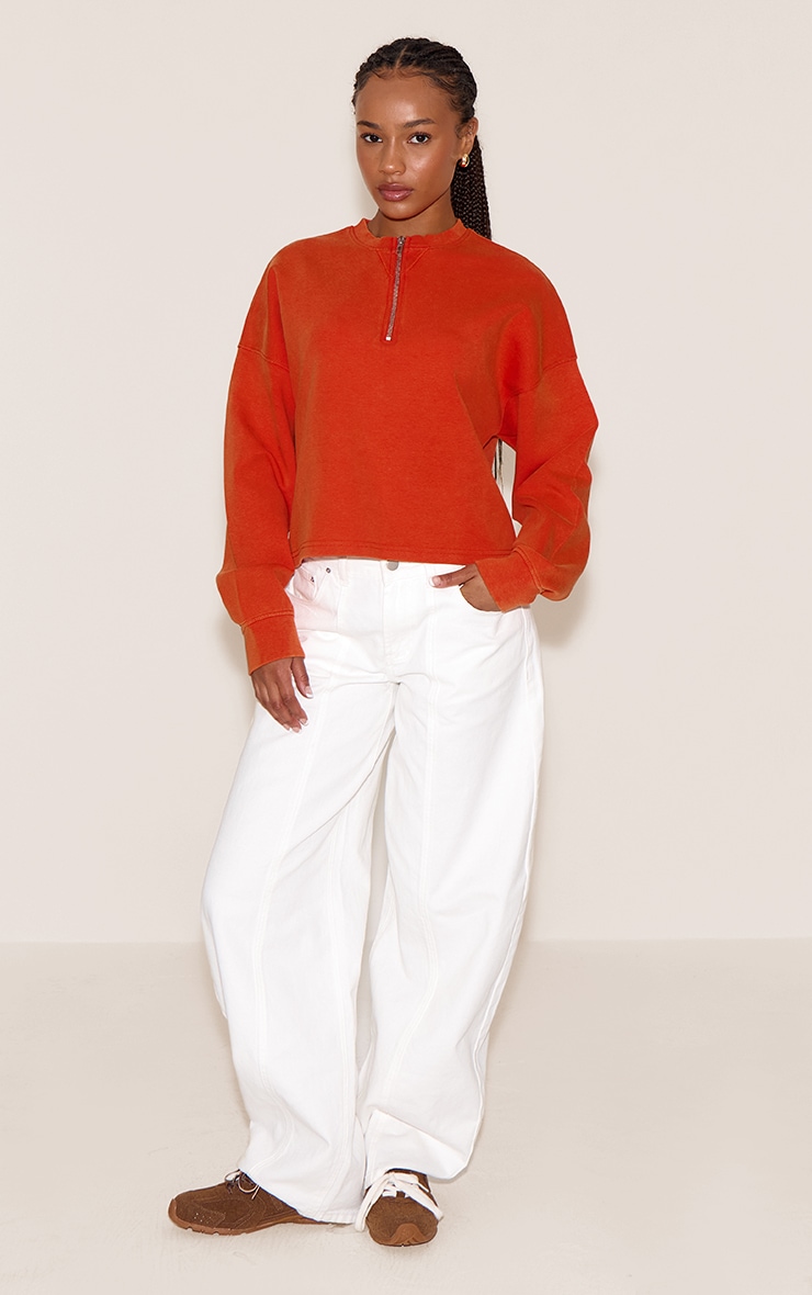 Petite Paprika Quarter Zip Up Sweatshirt image 3