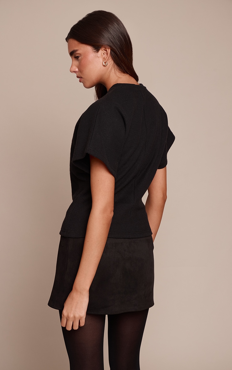Black Heavy Rib Cinched Waist T Shirt image 2