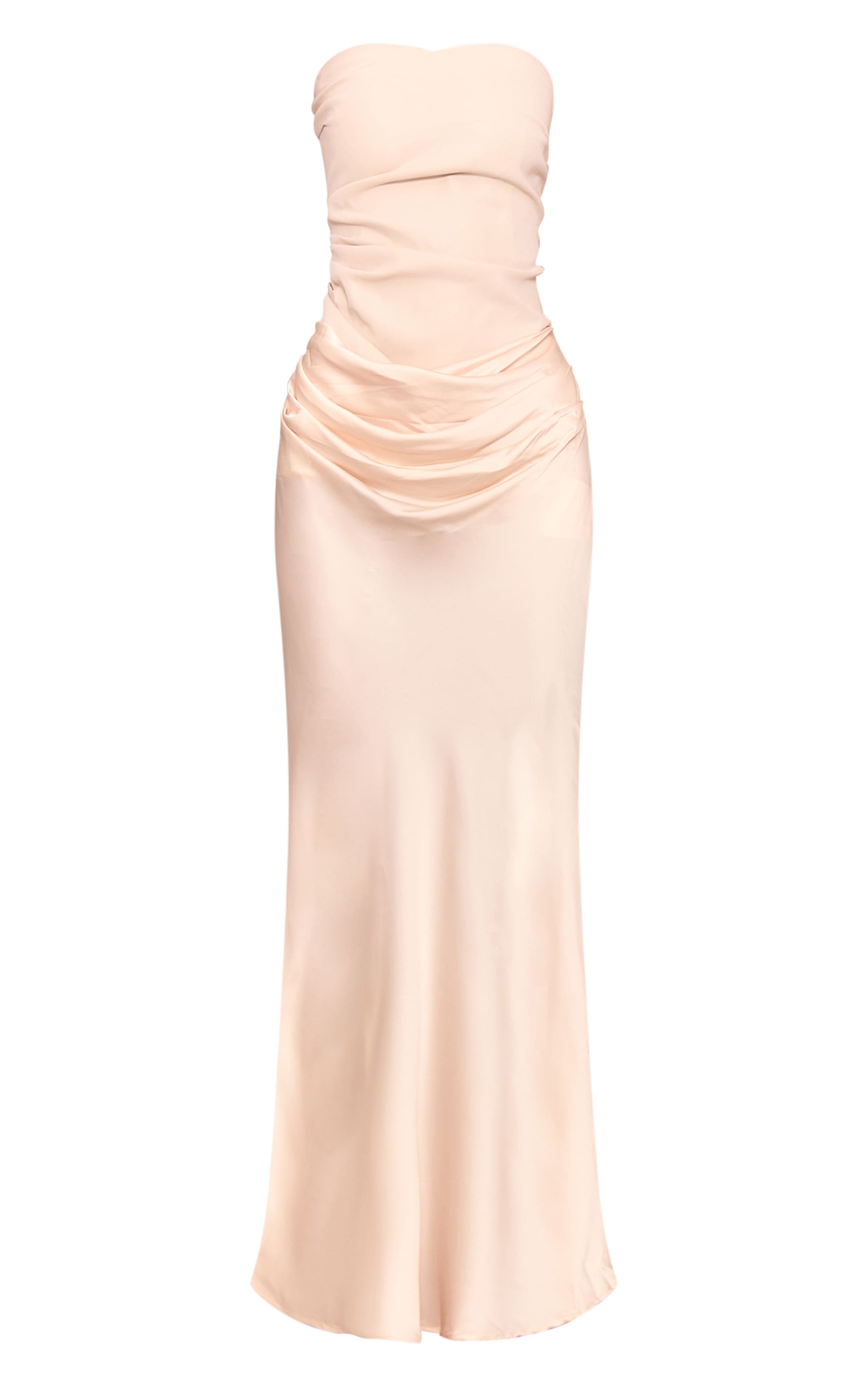 Robe bustier longue satinée non colorée drapée image 5
