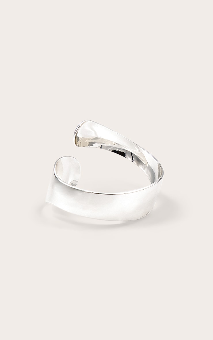 Silver Smooth Curved Asymmetric Cuff image 3