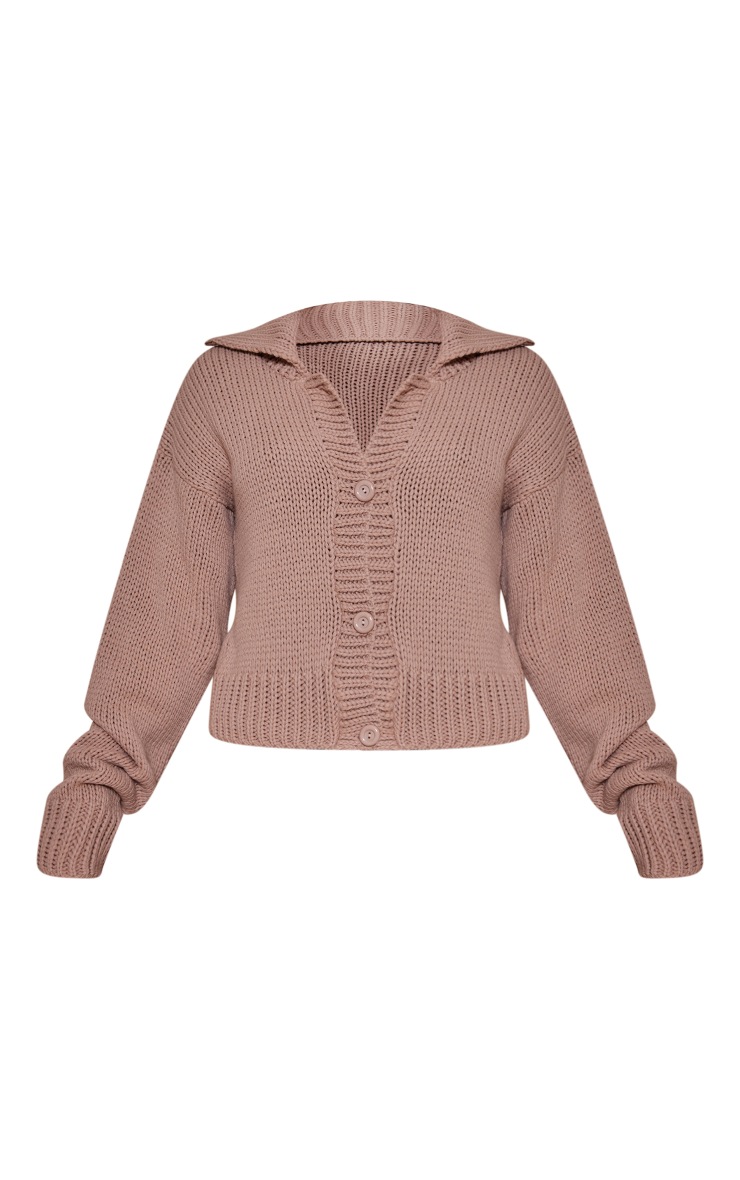 Stone Chunky Knit Exaggerated Collar Cardigan image 5