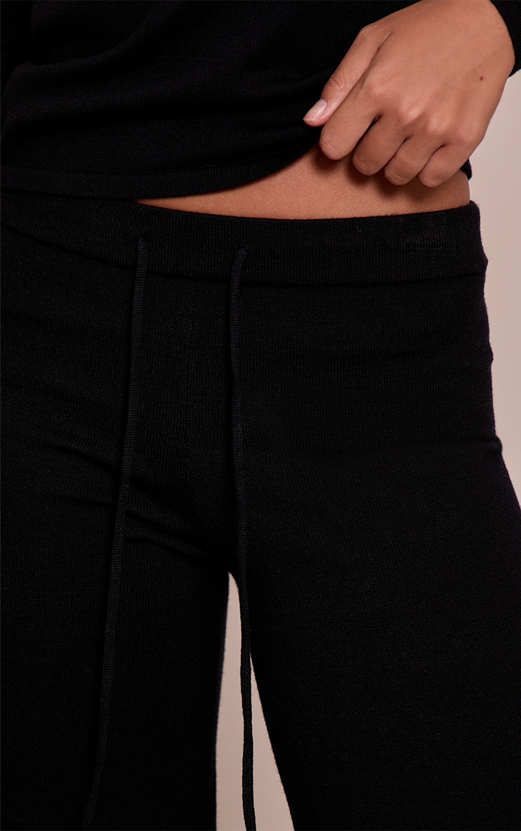 Black Drawstring Waist Fine Knit Pant image 4