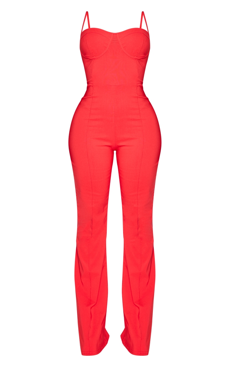 Shape Red Stretch Woven Cup Detail Wide Leg Jumpsuit image 5