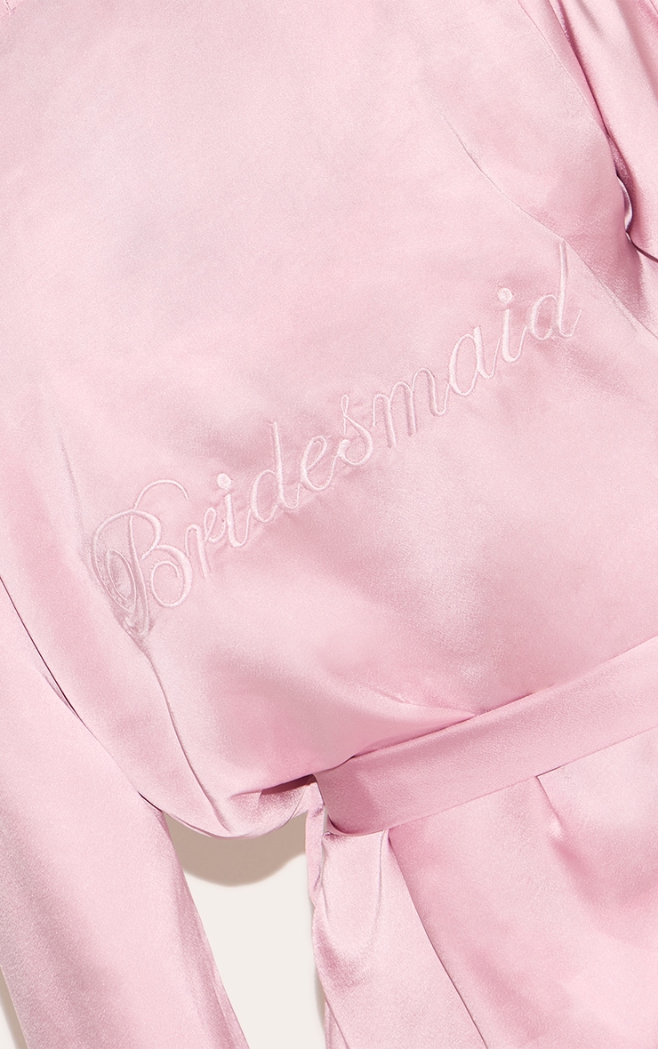 Dusty Pink Bridesmaid Satin Embroidered Robe image 4