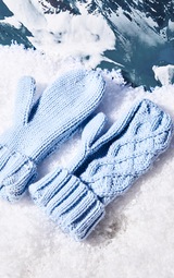 Baby Blue Knitted Mittens 4