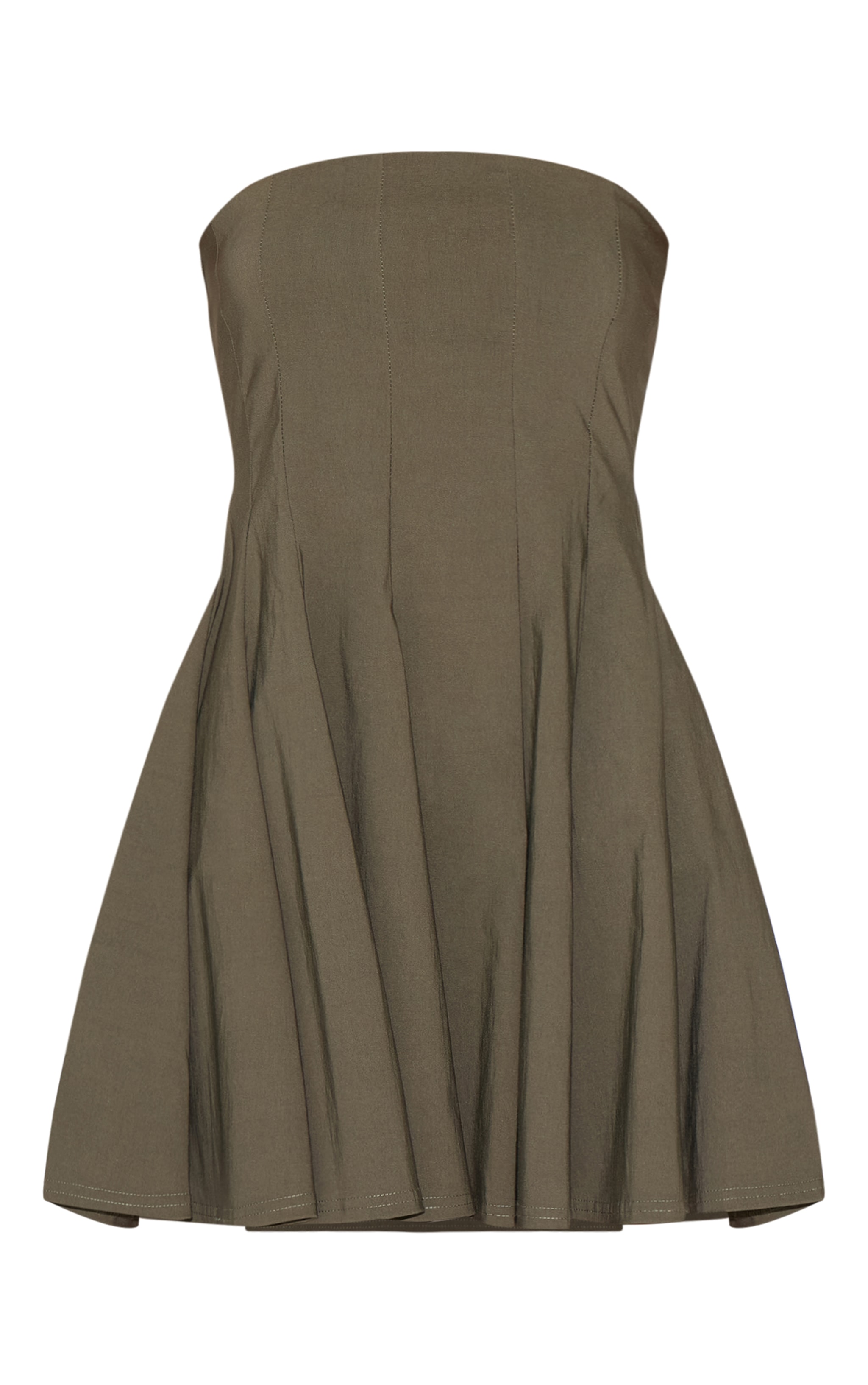 Robe bustier droite tissée stretch kaki plissée image 5