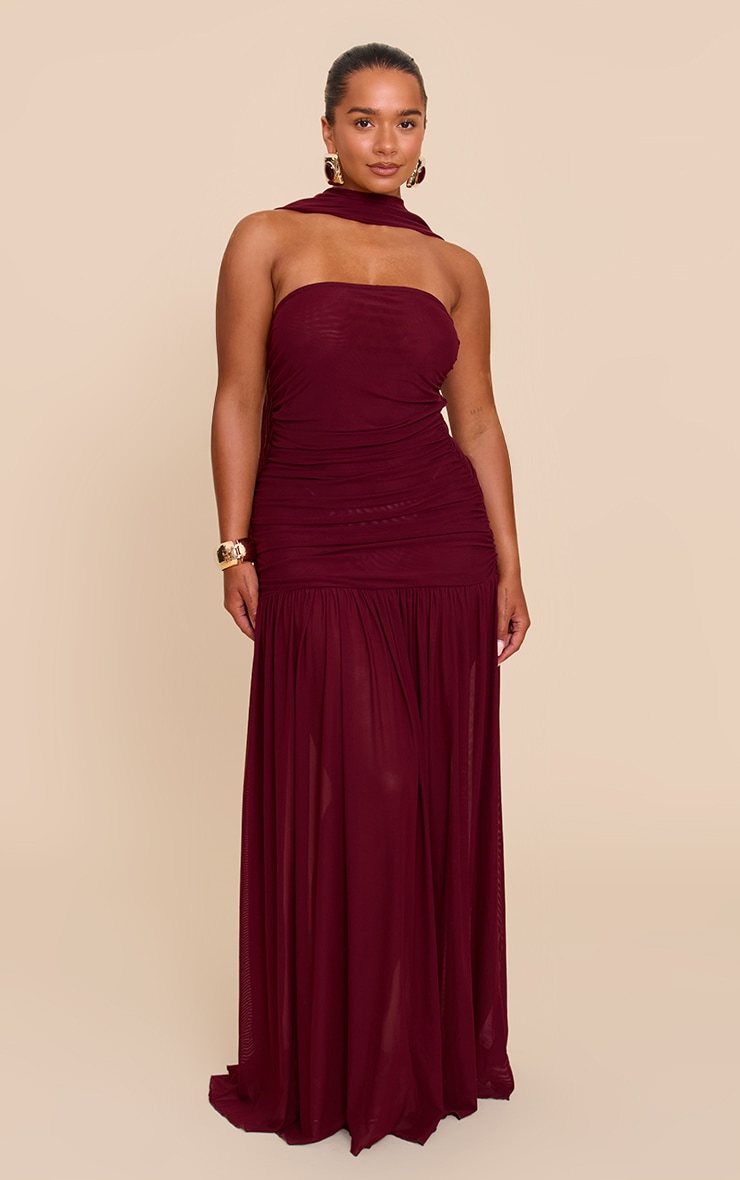 SHAPE PLUM Ruched Scarf Dropped Waist Maxi Dress image 3