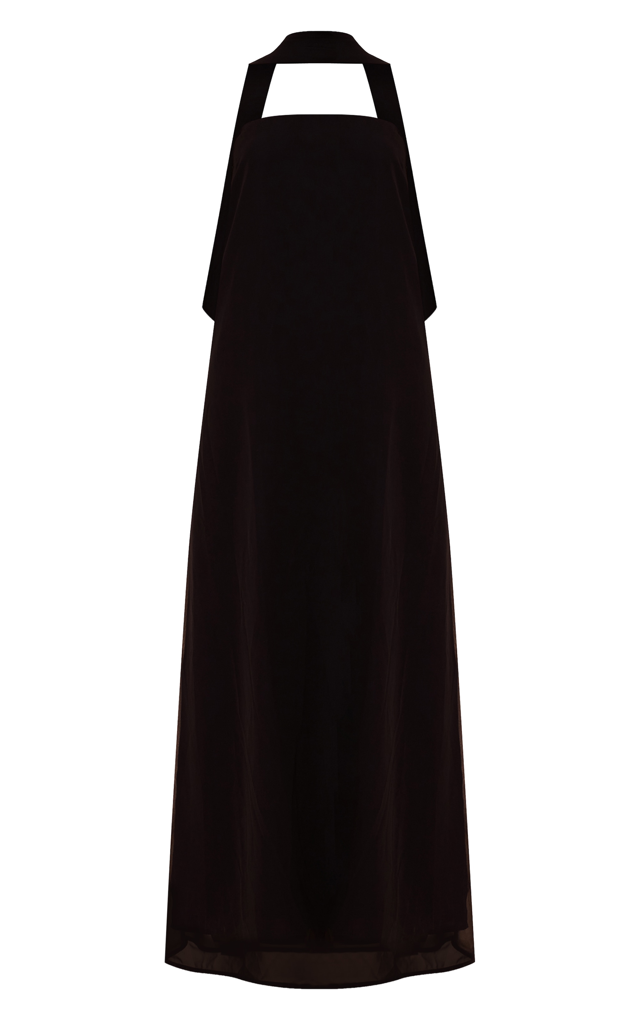 Black Chiffon Scarf Detail Bandeau Column Dress image 5