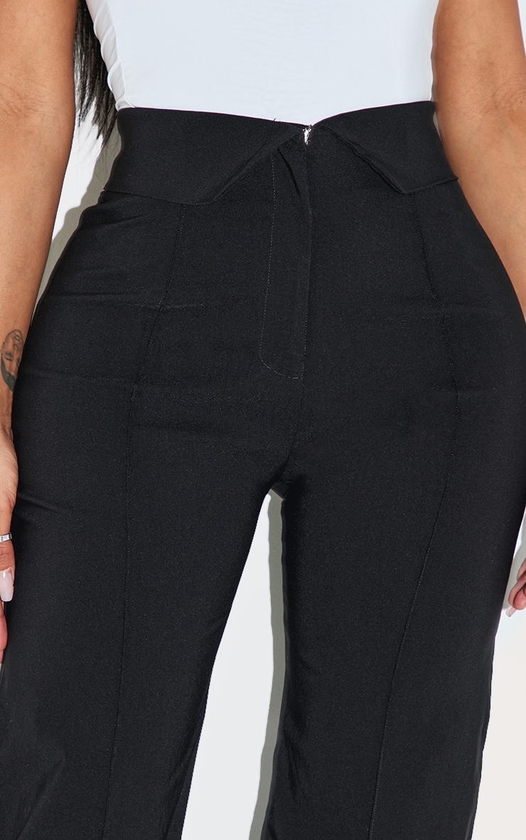 Shape Black Stretch Woven Fold Over Waistband Wide Leg Pants image 4