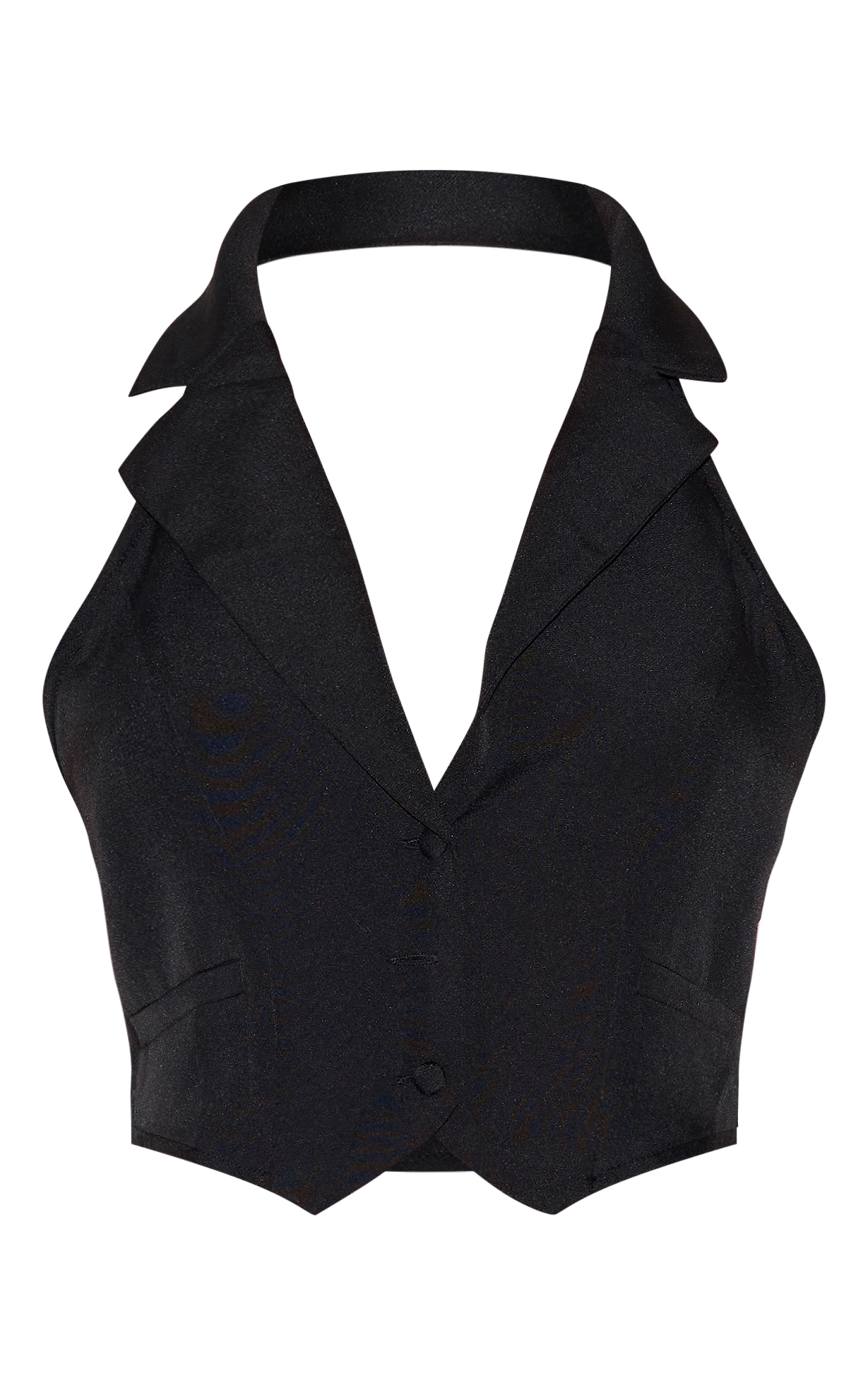Black Woven Halterneck Waistcoat image 5