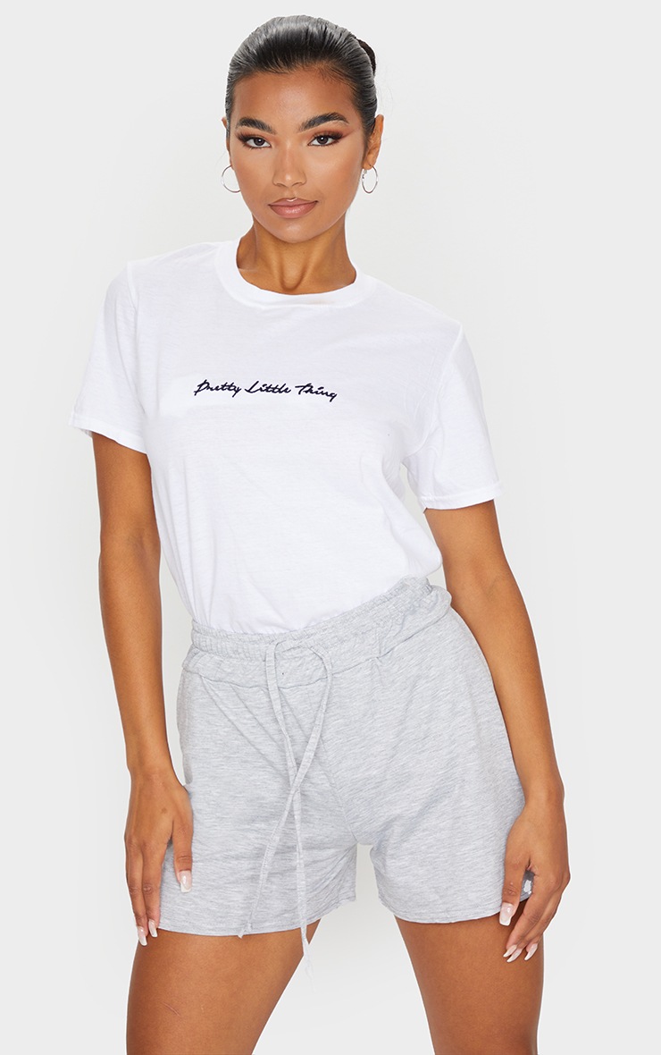 PRETTYLITTLETHING White Slogan Oversized T Shirt