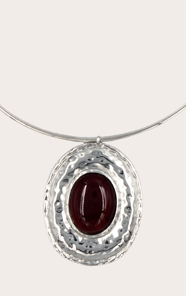 Silver Stone Center Statement Necklace image 3