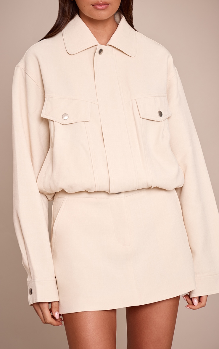 Cream Tailored Skirt Woven Pocket Mini image 2