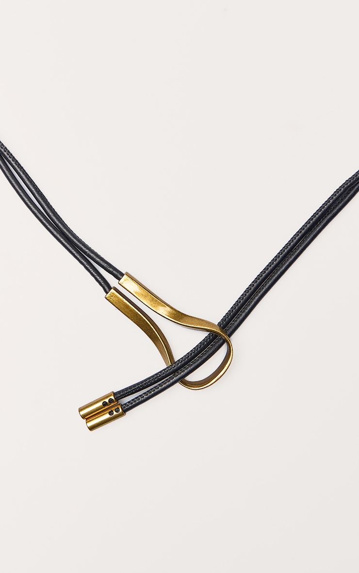 Black Rope Belt With Gold Hardware image 3