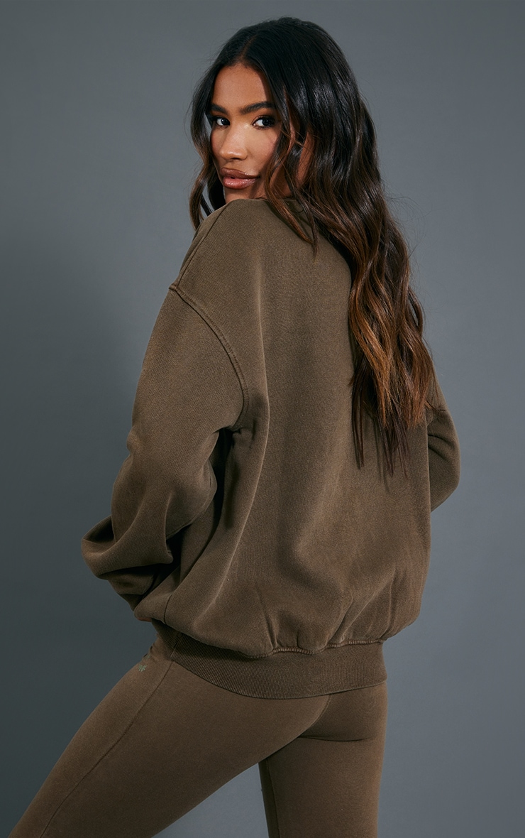 Washed Khaki Vancouver Print Oversized Sweat image 2
