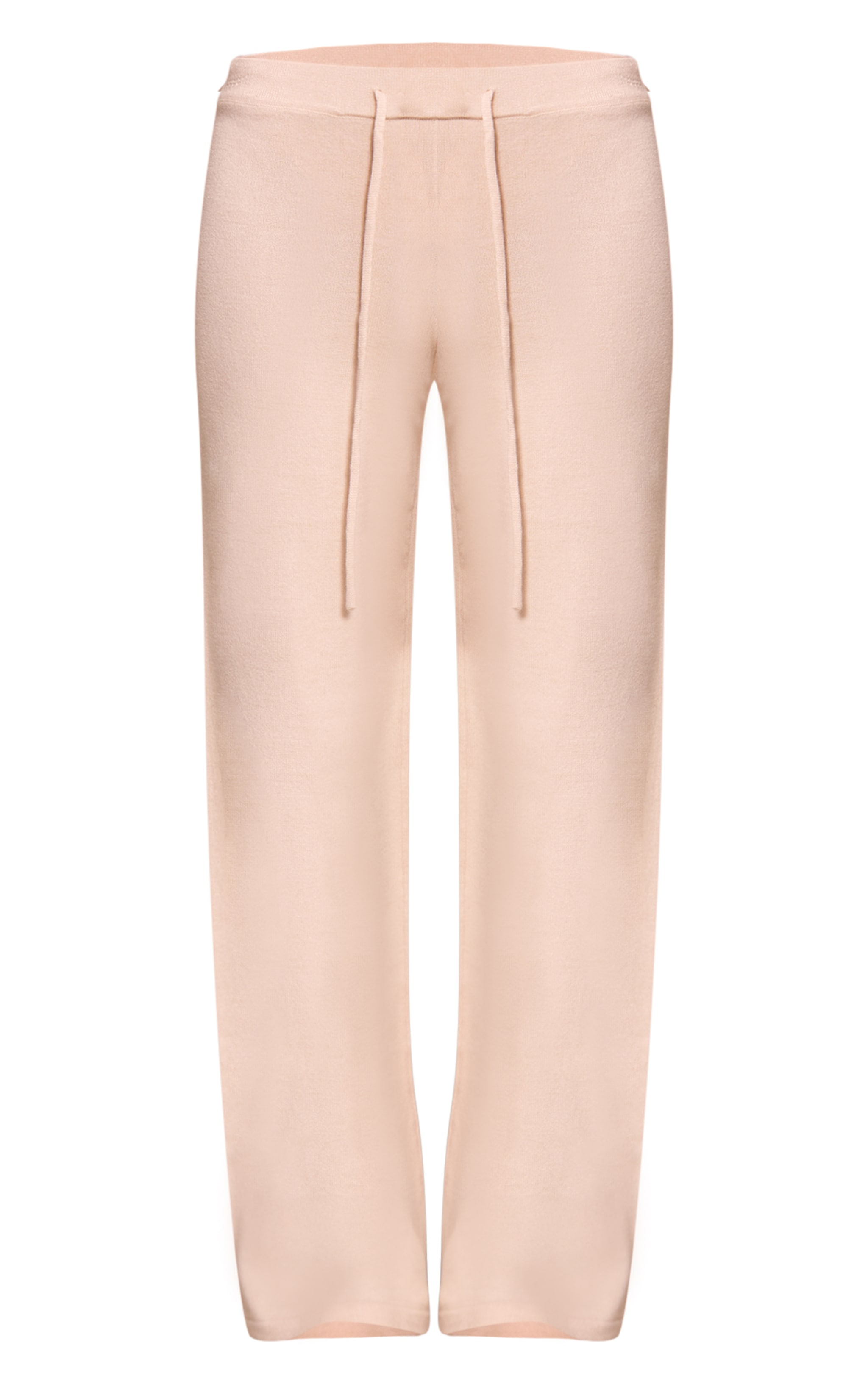 Cream Drawstring Waist Fine Knit Pants image 5