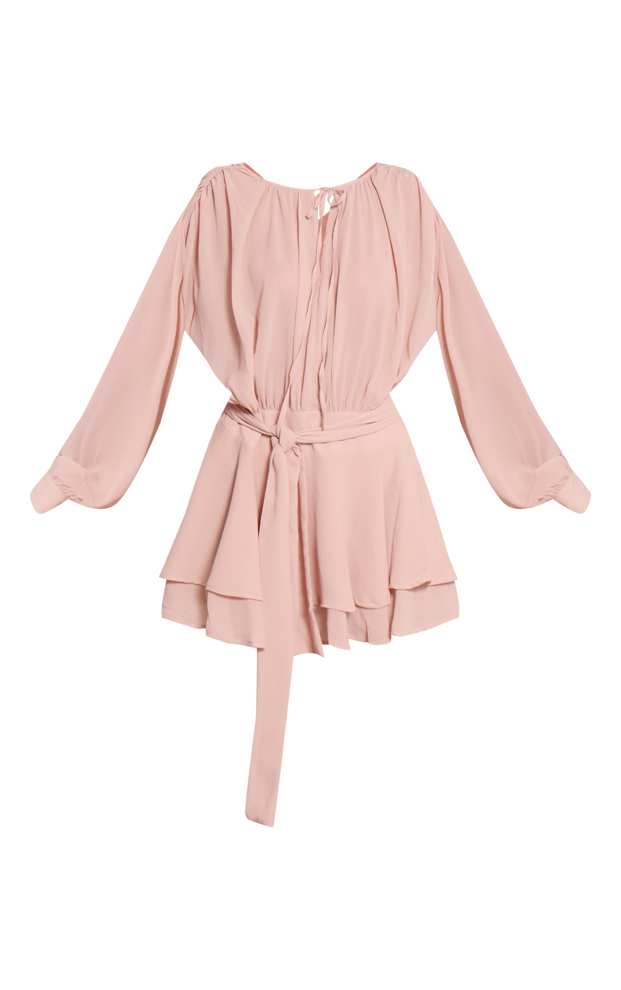Dusty Pink Chiffon Belt Wrap Mini Shift Dress image 5