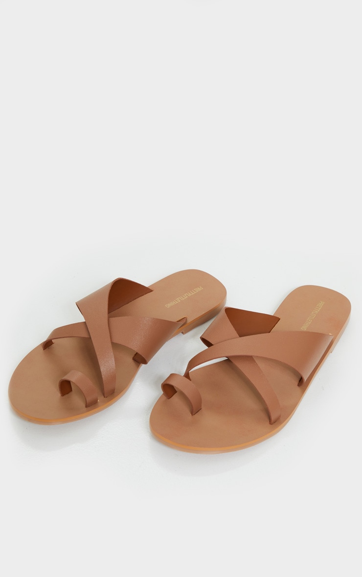 tan wide fit flat sandals
