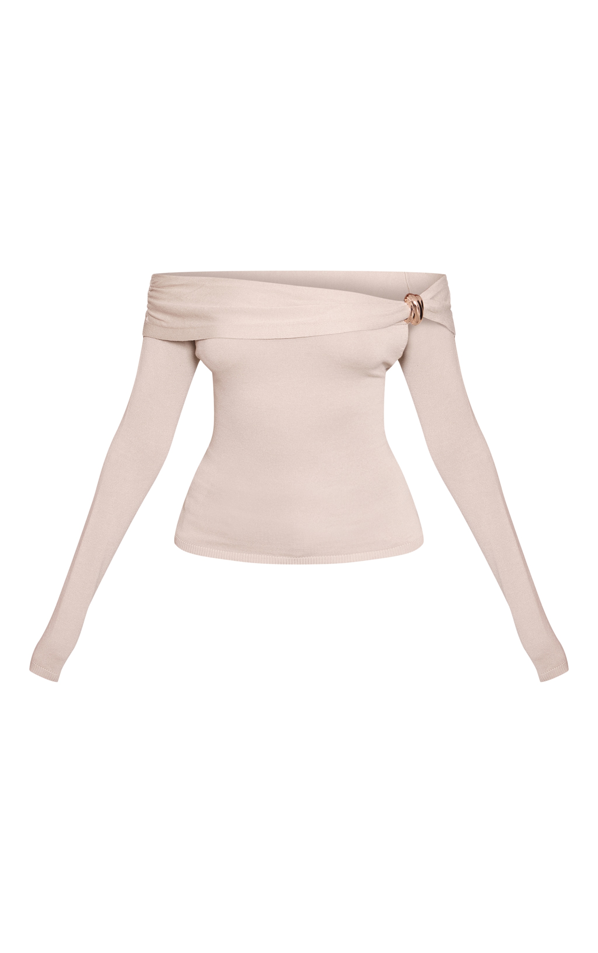 Top en maille tricot avoine à épaules torsadéess et manches longues image 5