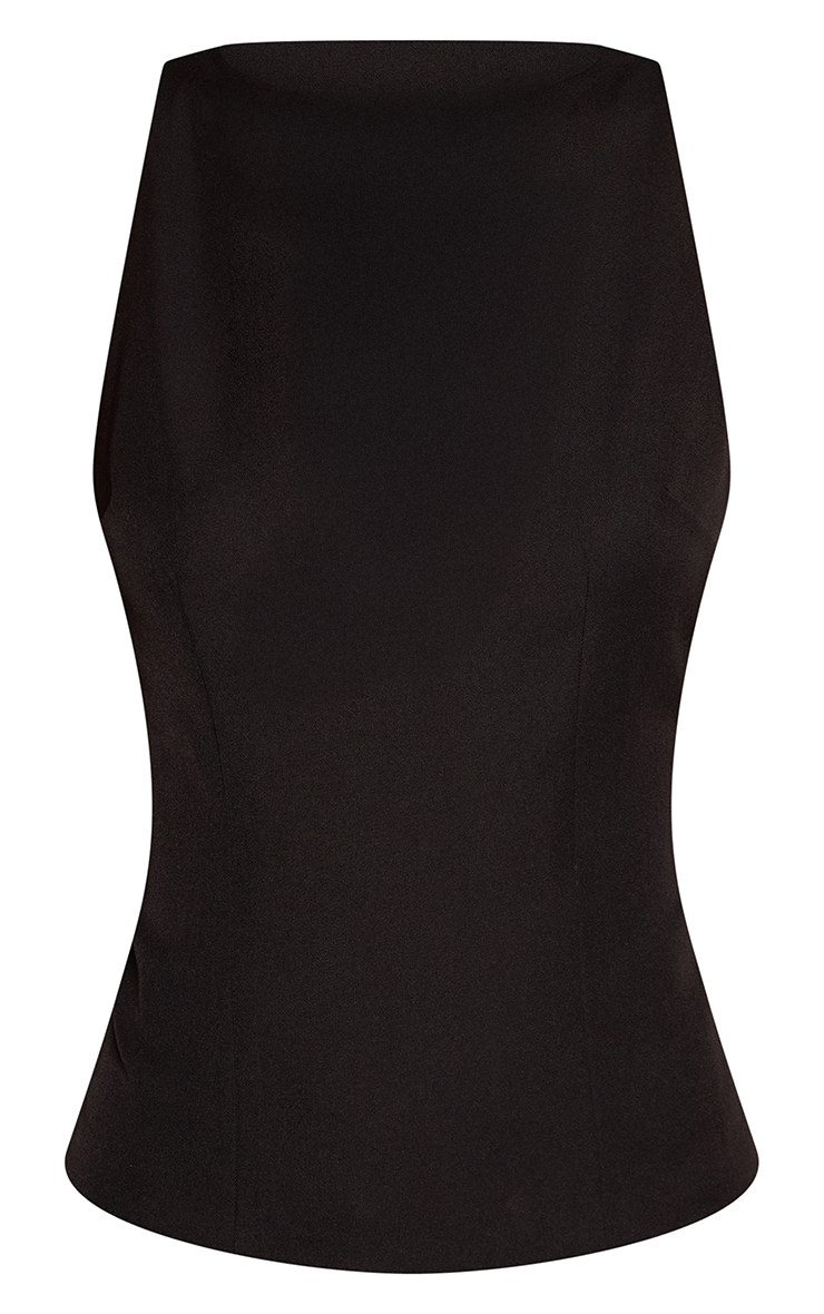 Tall Black Racer Neck Detail Top image 5