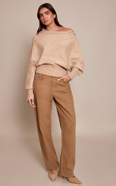 PRETTYLITTLETHING Jean boyfriend vert olive à taille mi-haute