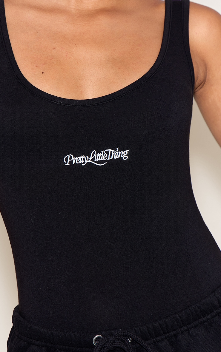Body noir à logo "PrettyLittleThing"et col rond image 4