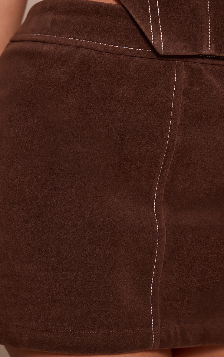 Petite Chocolate Suede Micro Mini Skirt image 5