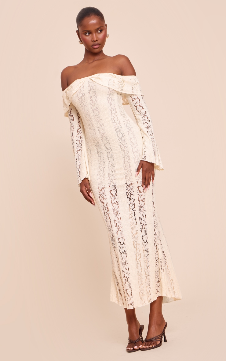 Lemon Lace Fold Over Bandeau Maxi Dress Dresses PrettyLittleThing