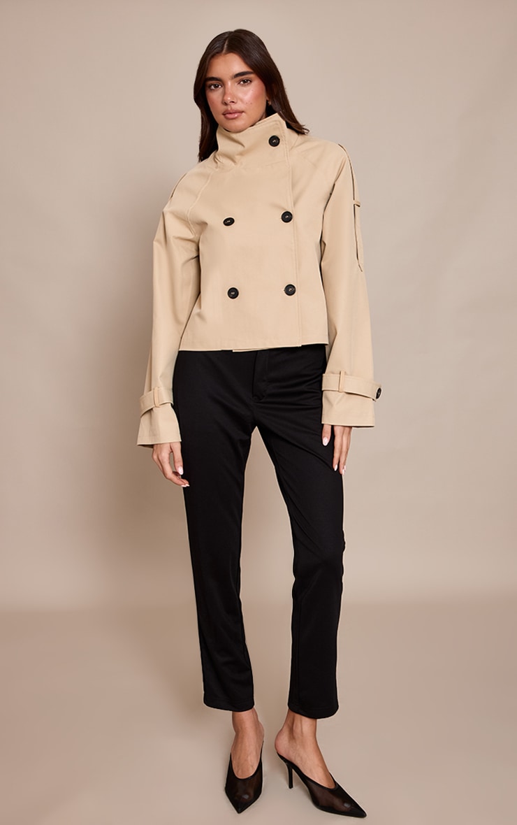 Black Tailored Mid Rise Cigarette Pants image 1