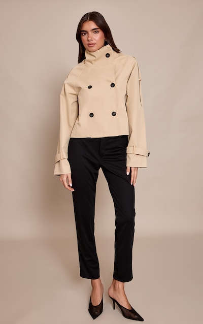 Black Tailored Mid Rise Cigarette Pants