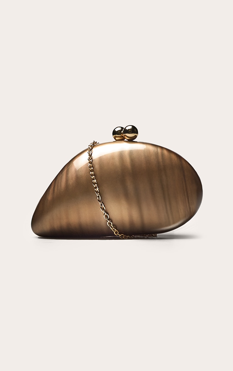 Pochette rigide chocolat effet galets métallisés image 2