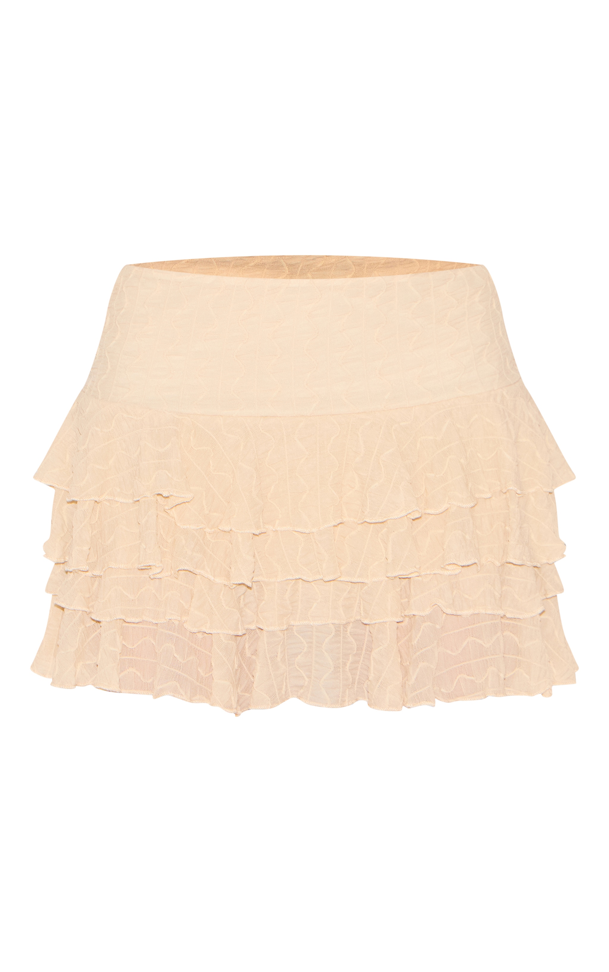 Cream Textured Ruched Rara Mini Skirt image 6