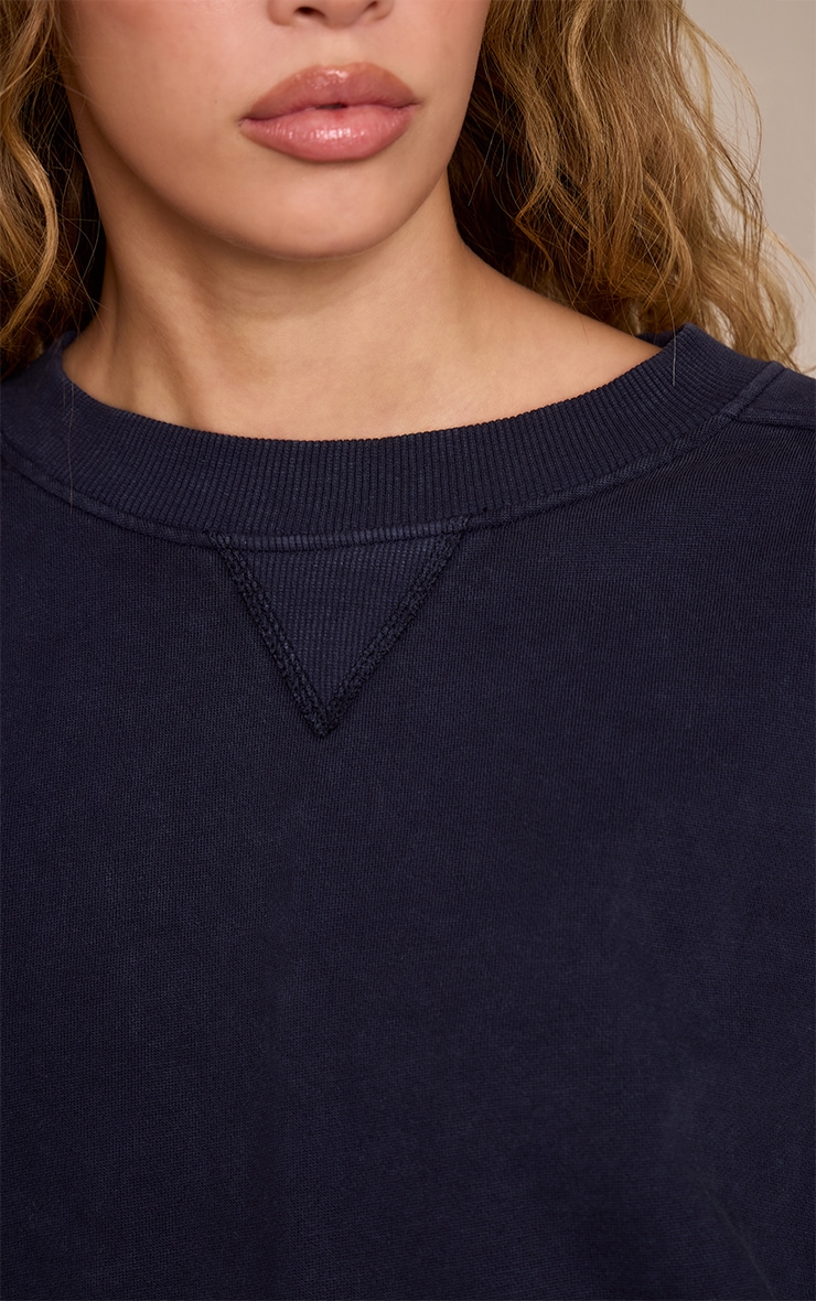 Navy Acid Washed Cross Stitch Sweatshirt image 4