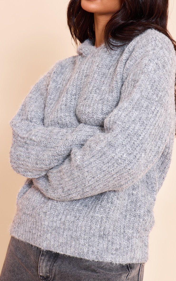 Petite Hoodie en maille trciot côtelée grise image 4