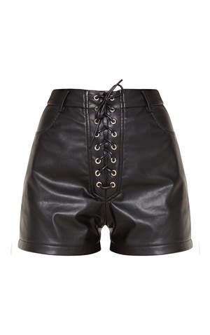 Black Faux Leather Lace Up Front Short Prettylittlething Usa - Lace Up Faux Leather Shorts Black Faux Leather Lace Up Front Short Prettylittlething Usa - Lace Up Faux Leather Shorts