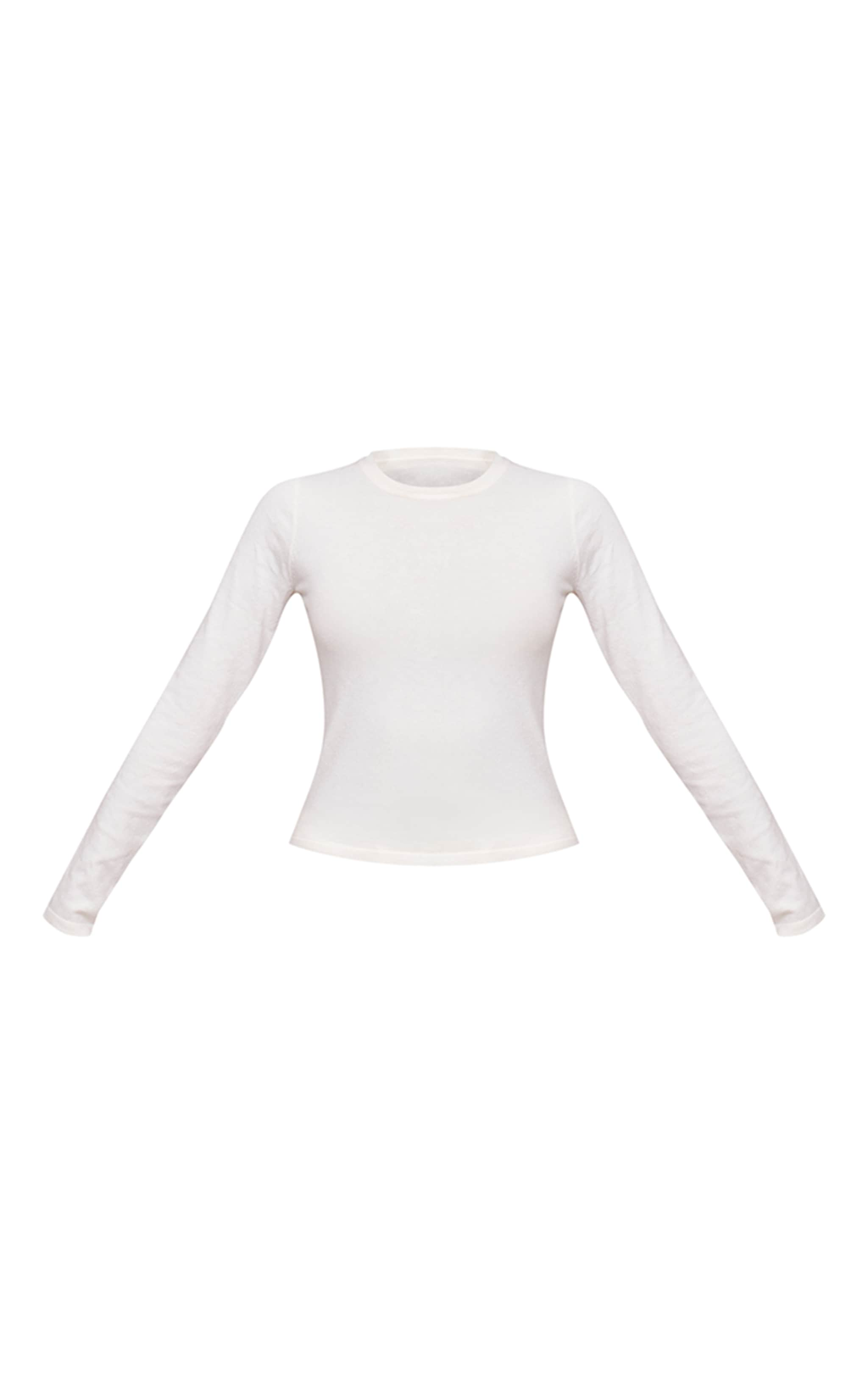 Oatmeal Soft Knit Long Sleeve Basic Top image 5