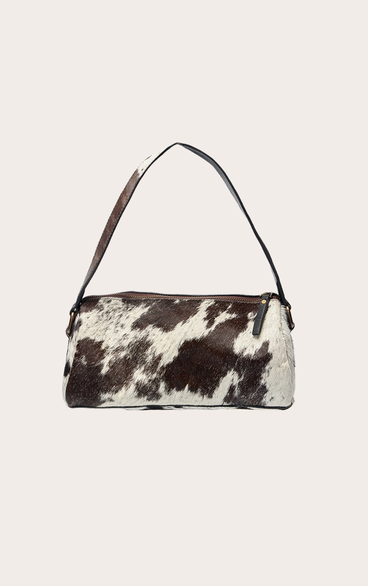 Sac à main en cuir véritable effet vache image 2